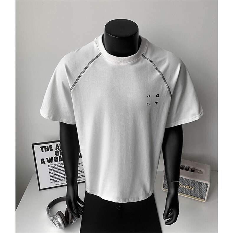 欧美嘻哈风圆领打底衫上衣夏季短袖t恤男ins潮牌25XT77301特批22，男装T恤，电商A042