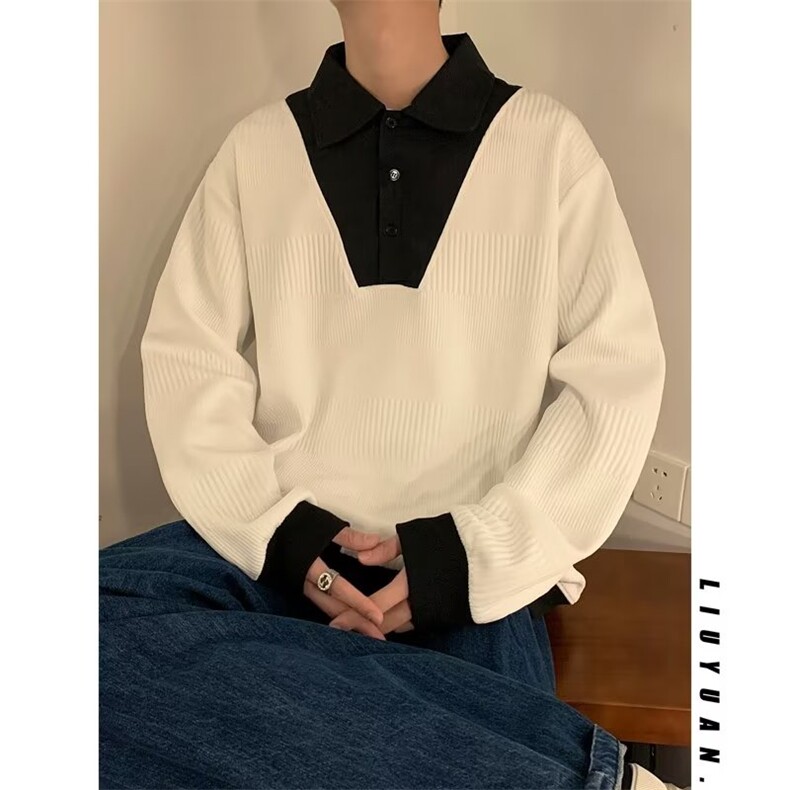 长袖衬衫男港风日系韩版潮流帅气拼接衬衣L8251P36,男装衬衫,星座1116-2