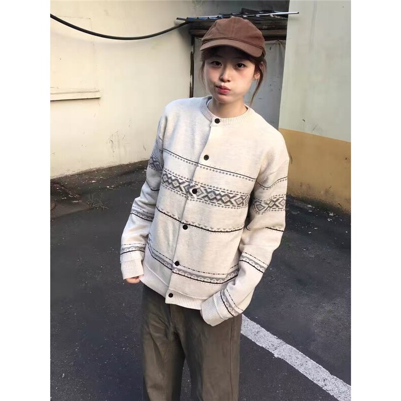 春秋外穿毛衣穿搭慵懒风百搭条纹撞色针织开衫外套MY105-P60,男装针织衫/毛衣,星座208-5