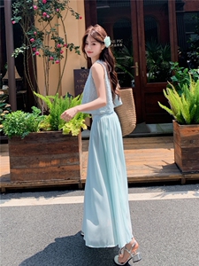 度假风刺绣无袖上衣半身裙套装女2026年夏季新款高级感显瘦两件套图片