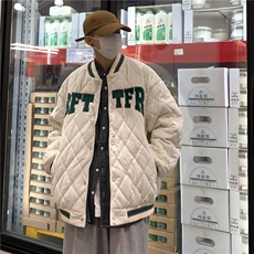 棒球服棉衣男秋冬季字母棉服港风ins菱形格夹克外套M8002，男装夹克，星座1116A-1（原606A）