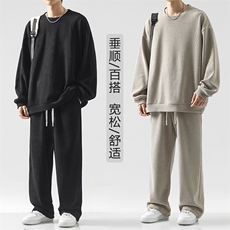 380克重磅条绒套装潮牌百搭圆领卫衣加抽绳束脚裤-TZ810特批92，男装休闲套装，星座718