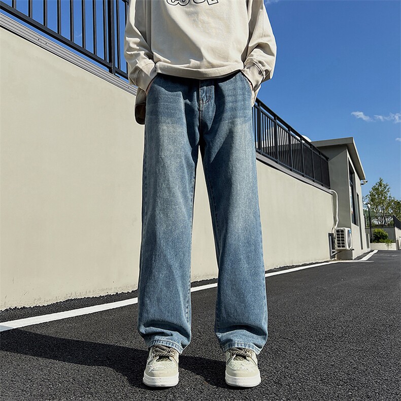 美式复古高街牛仔裤男春夏2025新款设计感小众直筒阔腿裤775-P45,男装牛仔裤,电商A178