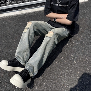 夏季新款男士破洞牛仔裤直筒牛仔长裤NZ37-P40图片
