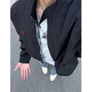 藏蓝色小马刺绣外套男秋季痞帅棒球服美式哈灵顿行政夹克 JK03图片