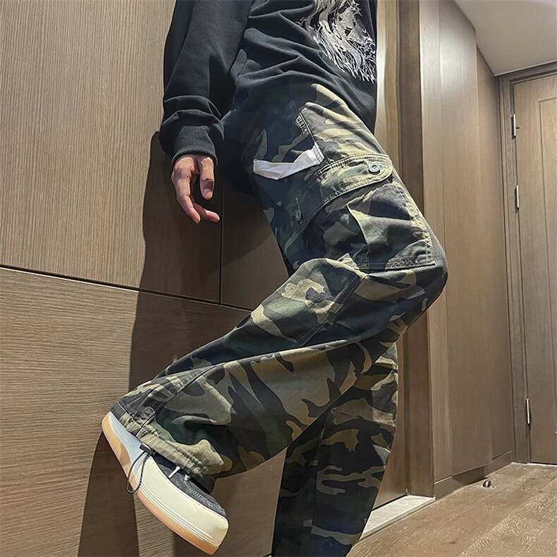 秋冬抖音迷彩工装裤潮牌美式高街大口袋休闲裤kk364P60,男装休闲裤,星座712