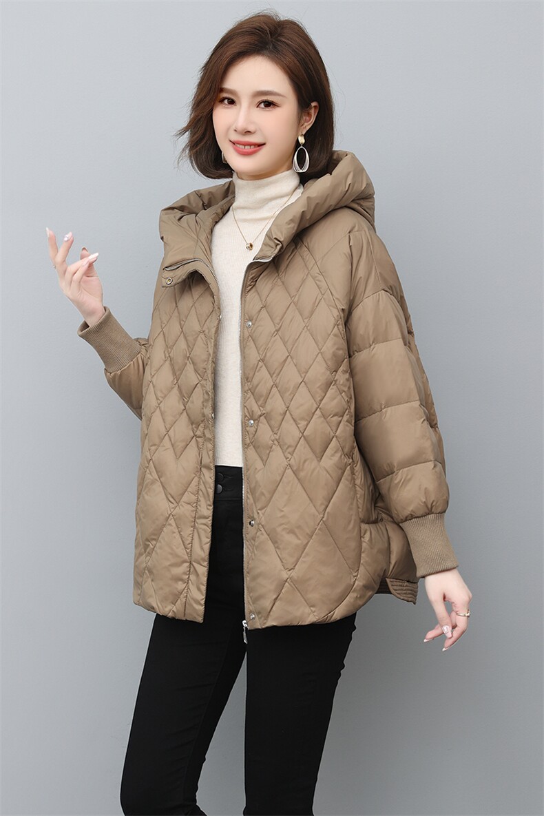 时尚龟壳背造型羽绒服女短款宽松显瘦保暖外套,女装羽绒服,衣之秀