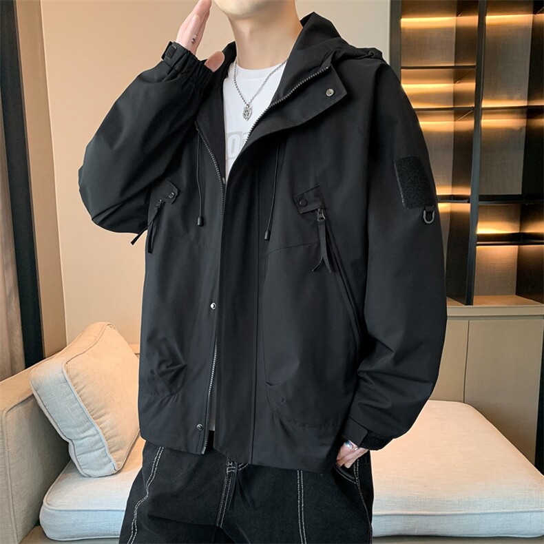 直播雪尼尔外套男秋季新款冲锋衣港风男士夹克高端户外防风上衣,男装夹克,电商A409-1