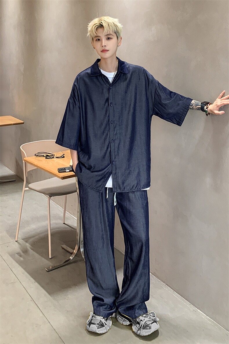 量大优供视频激光冰丝套装男CP69TZ-特p60,男装休闲套装,电商B371