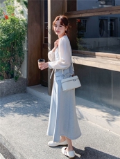 2026年春季法式优雅早春两件套套裙女温柔风气质穿搭，女装套装/套裙，霓裳依族