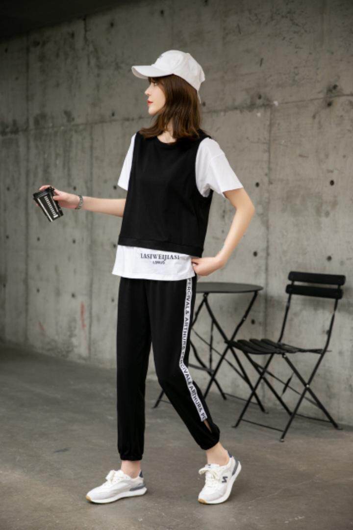 现货供应：卫衣面料假两件套套装M一XXL，女装卫衣/绒衫，拉思维加丝