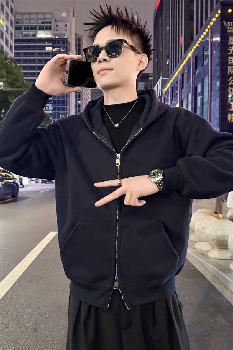 拉链开衫卫衣男款宽松oversize外套男士运动衫秋冬季8023-P58控88,女装短外套,电商C208
