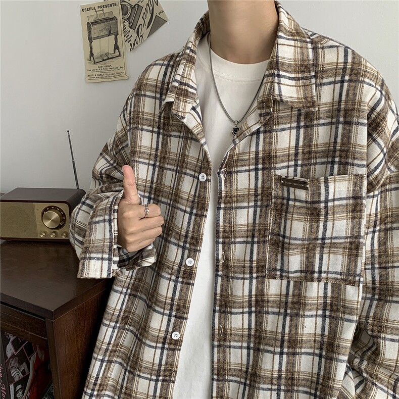 点击率8个点秋季衬衫男宽松长袖上衣D329-QM614-P50控68,男装衬衫,电商D329