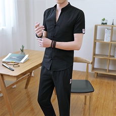 2021新款夏季一套男装男士短袖T恤韩版修身半袖立领套装TZ019-P50，男装T恤，星座509