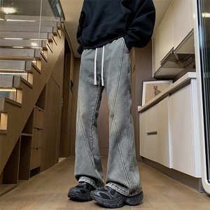 美式复古微喇裤子男冬季cleanfit宽松加绒牛仔裤24XK66777J特批55图片