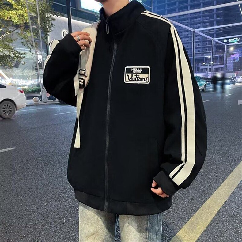 男士春秋新款立领休闲青少年侧边条纹防风宽松夹克外套YY7006-P58,男装夹克,电商C216