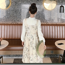 2024春装新款简约气质优雅碎花连衣裙，女装连衣裙，浙宝220