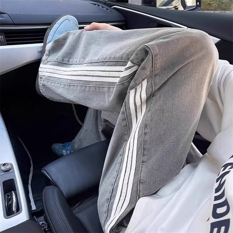 牛仔裤男女款直筒宽松紧腰阔腿裤子潮牌美式复古拖地长裤NZD773,男装牛仔裤,星座516A
