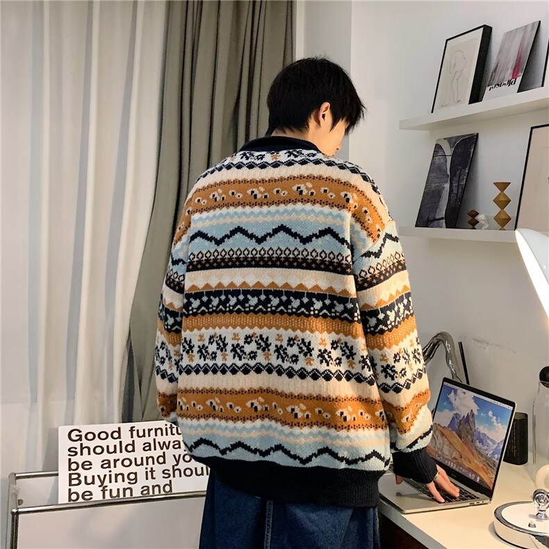 毛衣男冬季潮牌套头加厚打底针织衫拼接保暖宽松线衣外套3118/P60,男装针织衫/毛衣,星座506