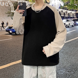 美式圆领卫衣男春秋季潮流宽松撞色插肩长袖外套WY0321-P35图片