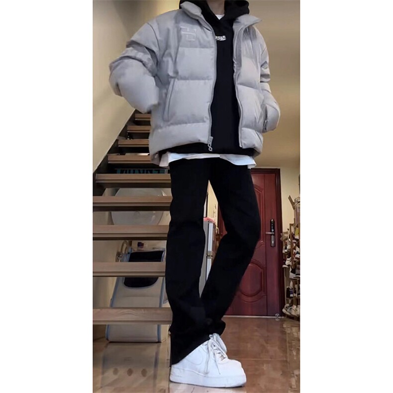 美式高街vibe重工艺水洗水泥灰hiphop弹力牛仔裤货号K2410P55图片