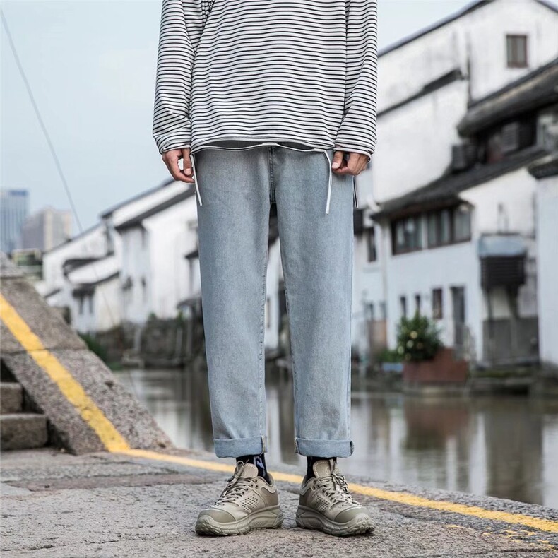男春季新款百搭直筒浅蓝色牛仔裤A305P31,男装牛仔裤,星座1116-2