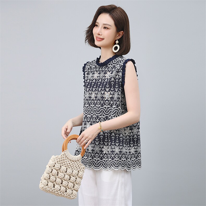 2025年夏季无袖上衣,女装T恤,小林双子