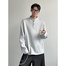 春季新款拼接长袖T恤复古休闲正肩宽松亨利领男C64110-TP18不，男装T恤，电商A102