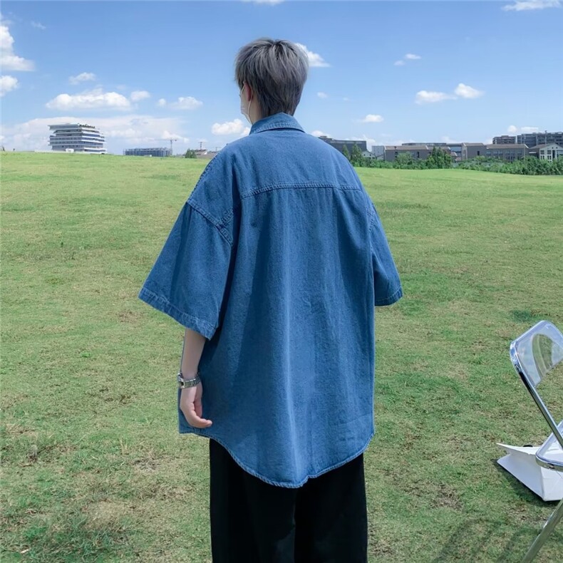夏季短袖衬衫男牛仔衬衣N4708P40,男装衬衫,星座1116-2