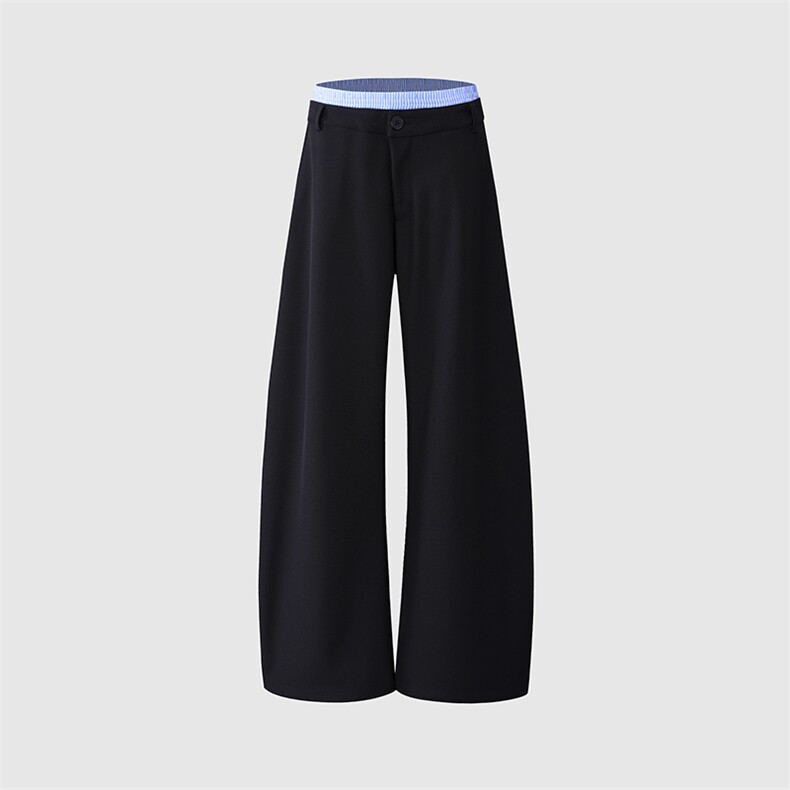 假两件拼接阔腿休闲裤男女复古弯刀宽松垂感休闲长裤子YD9093-P75,男装休闲裤,星座509