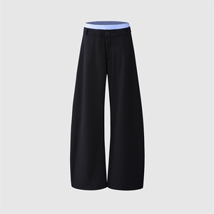 假两件拼接阔腿休闲裤男女复古弯刀宽松垂感休闲长裤子YD9093-P75图片