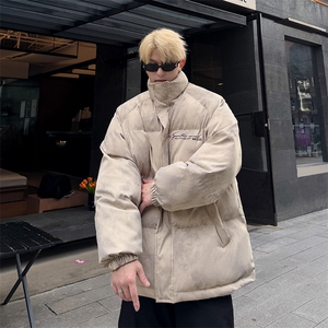 特p100控158冬立领机车棉服情侣棉衣面包扎染服墨染风外套男MY248图片