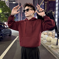 360g重磅棉感加绒款男潮牌纯色套头连帽卫衣8024P58，男装卫衣，电商C208