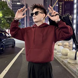 360g 重磅棉感加绒款男潮牌纯色套头连帽卫衣8024P58图片