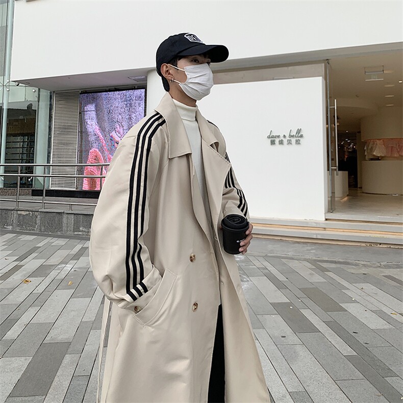 风衣男中长款韩版潮港风帅气披风外套男春秋潮牌宽松大衣JK24-P78,男装风衣,星座1008