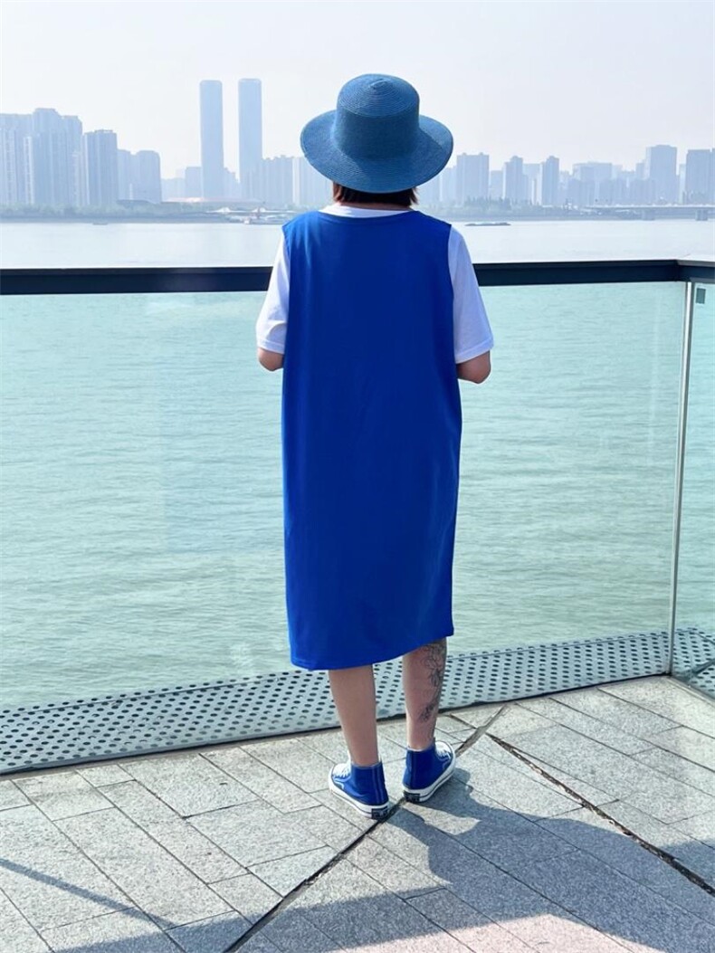 OUGNI新款宽松版ins两件套连衣裙潮，女装连衣裙，OGENI 欧葛妮