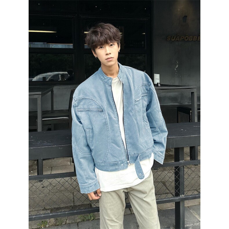 【有货】冰川蓝立领外套男高级感痞帅春秋工装夹克JK7703CC-特P65,男装夹克,星座1007（原301D）