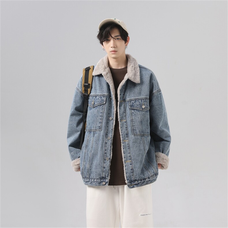 现货加绒牛仔棉服男冬季棉衣外套羊羔绒翻领夹克毛领MY2220-P110，男装夹克，星座1103-3