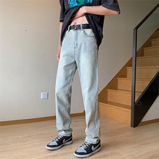 美式牛仔裤男水洗做旧黄泥染长裤潮牌高街宽松直筒裤子YZ87-Y50，男装牛仔裤，星座509