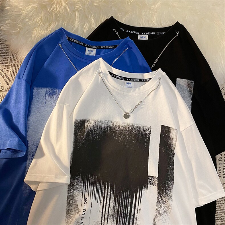 夏季新款高街抽象印花个性链条装时尚男士T恤MT3529-P45,男装T恤,星座717