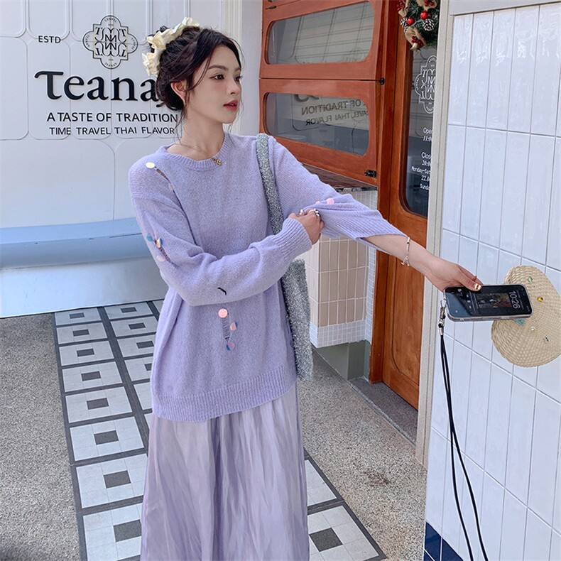 春夏秋长袖宽松型文艺风毛针织衫女装时尚秋装开衫,女装套装/套裙,浙宝305