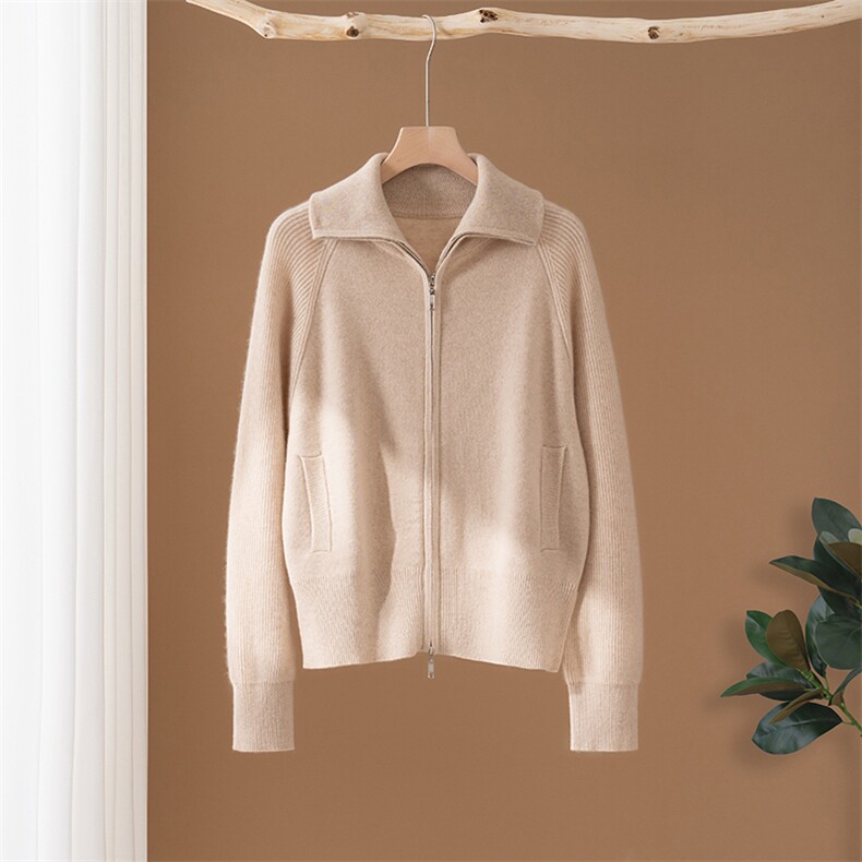 2025年秋季新款百搭女士polo领带兜长袖开衫，女装羊绒衫，澳冬特羊绒