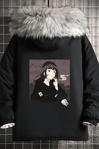 MM48122-P130 冬季大毛领棉衣男士大码加厚棉袄男棉服 网格图片