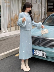 2025冬装新款时尚休闲绣花羽绒套裙，女装套装/套裙，曼琳思菲