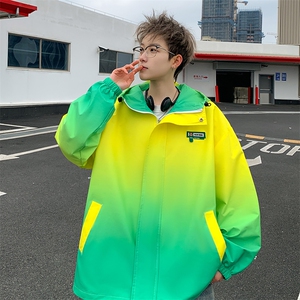 XZ230-1JK08春新款原创潮男扎染渐变休闲连帽夹克外套P78控98现货图片