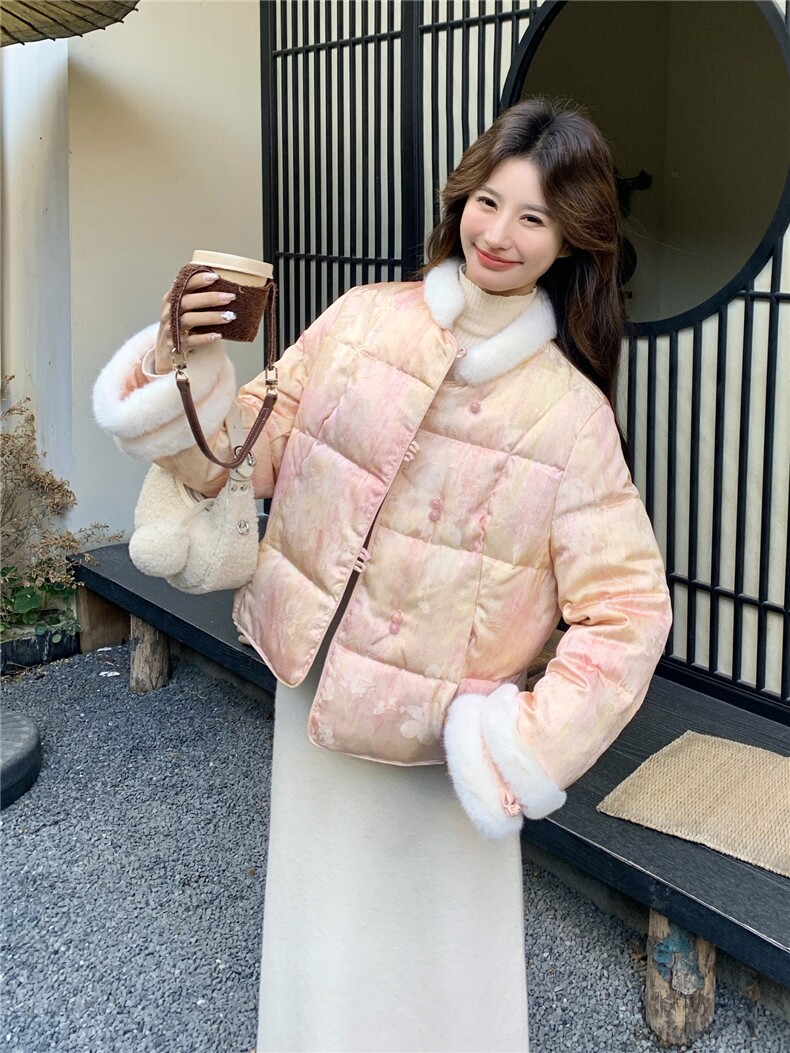 2025年冬季短款新中式短款羽绒服50白鸭绒RF2C290-7802#-P325-K42,女装羽绒服,蝶眷