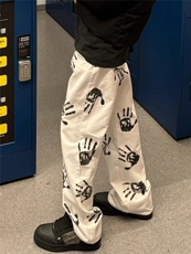 美式高街手掌印花男女hiphop潮牌炸街微喇牛仔裤设计感L66222-P41，男装牛仔裤，星座1008