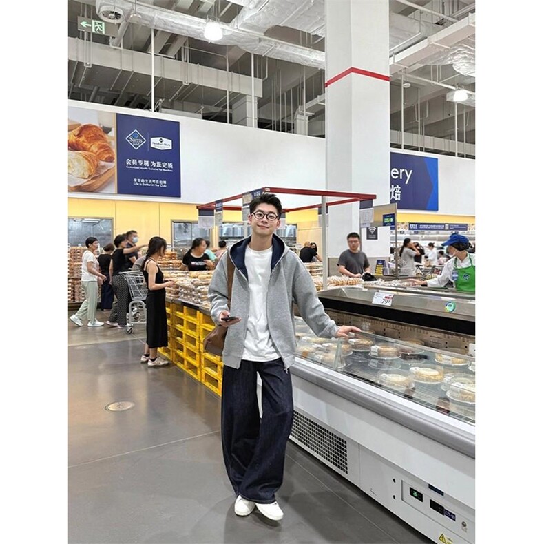 抖音得物高品质二开26春装美式重磅宽松结构双面连帽卫衣外套开衫,女装短外套,电商A443