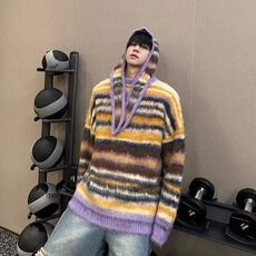 圆领毛衣加帽子男2025秋冬慵懒风减龄休闲针织衫网B126-P67，男装针织衫/毛衣，星座910-1