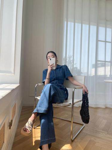 【新款】牛仔泡泡袖连衣裤配腰带，女装，LION&CAT(2F)